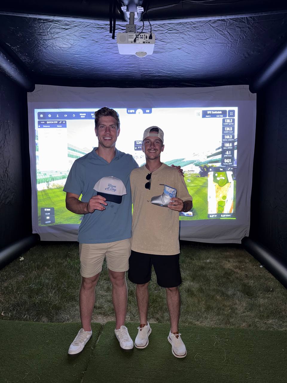 Full-height view of the Tee’d Up simulator at an event