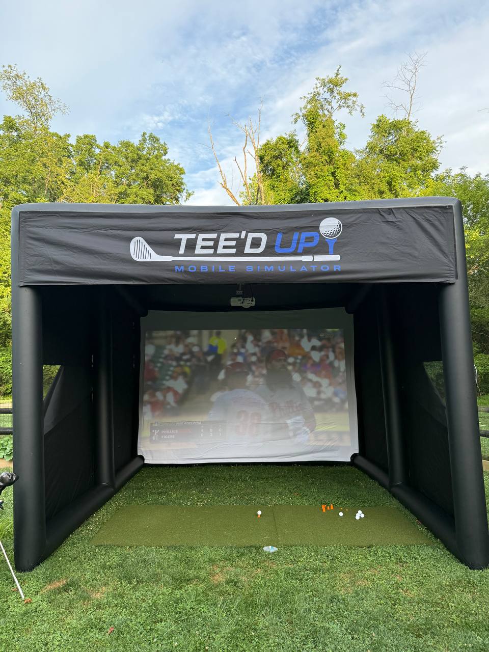 Tee’d Up simulator setup ready for guests at an event